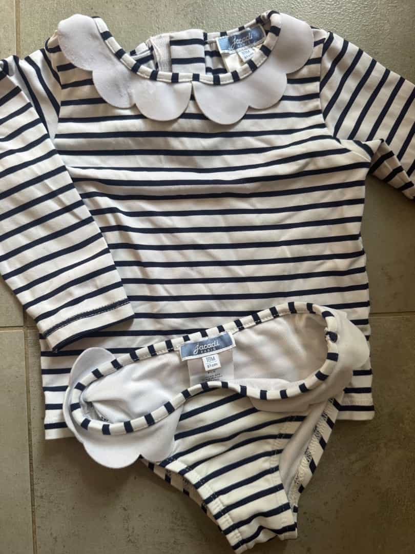 Jacadi Striped Swimsuit Set Size 18M