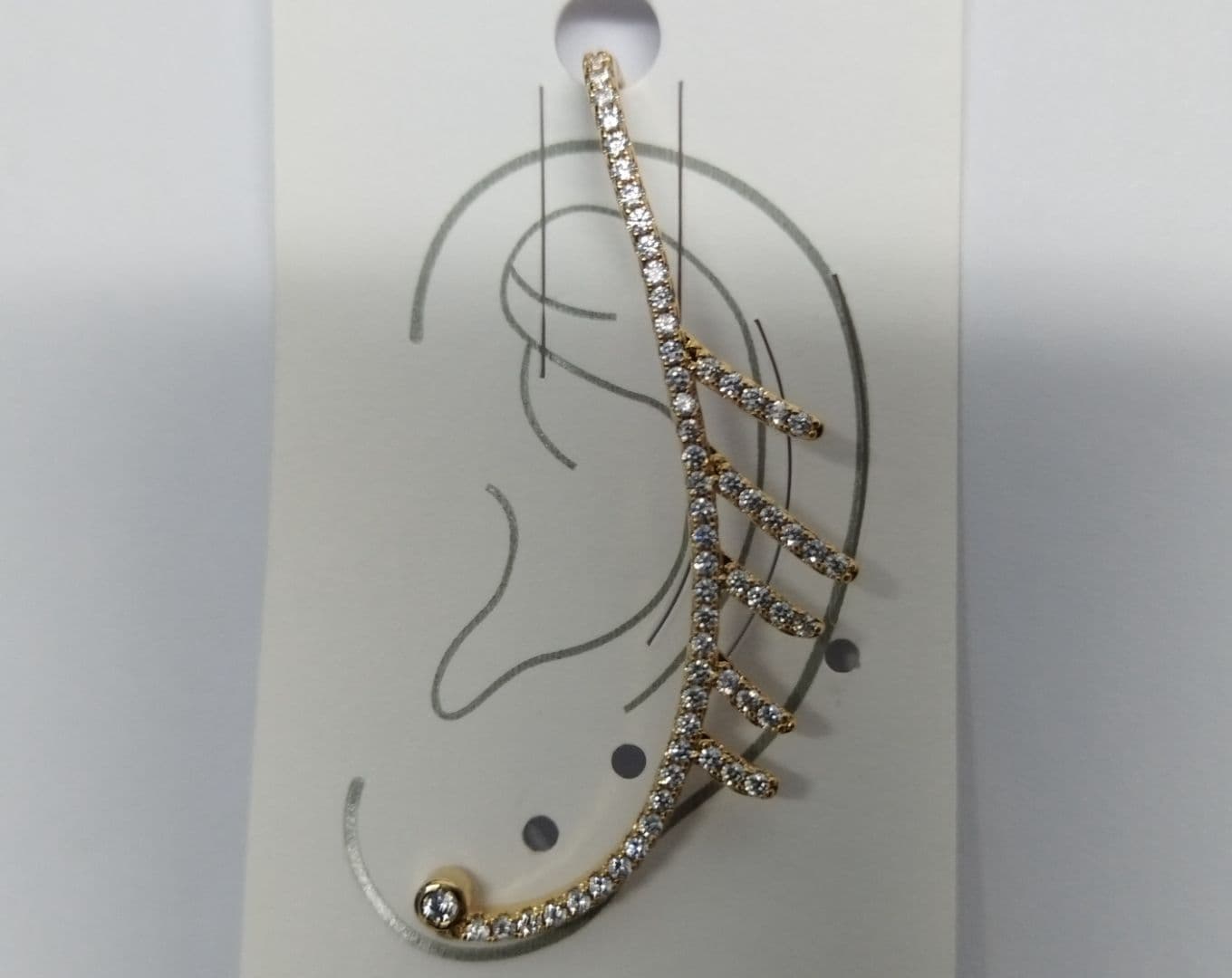 Gold-Tone Leaf Ear Cuff with Cubic Zirconia - Image 1 of 3